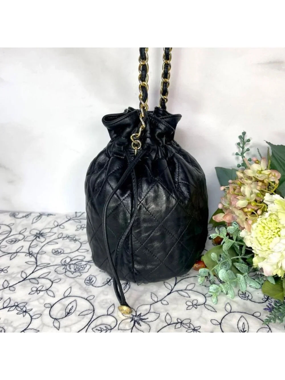 Chanel Quilted Drawstring Vintage Shoulder